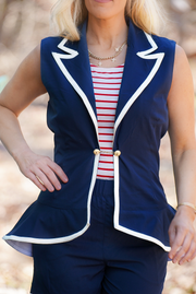 Womens Nautical Matching Set Navy-blazer set,-Cocoplum Boutique