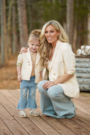 Womens Printed Multi Lined Blazer-mommy and me,-Cocoplum Boutique